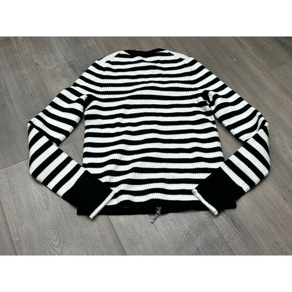 NWT Madewell Womens Black White Knit Striped Zip-Front Cardigan Sweater Size XS - Picture 3 of 8